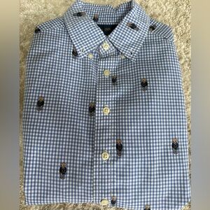 Polo Ralph Lauren Blue Gingham Shirt with Bear Design